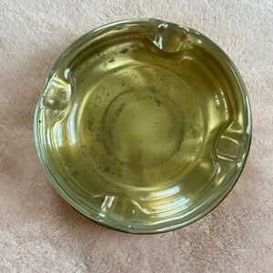 Vintage MCM Glass Ashtray in Brass Base
